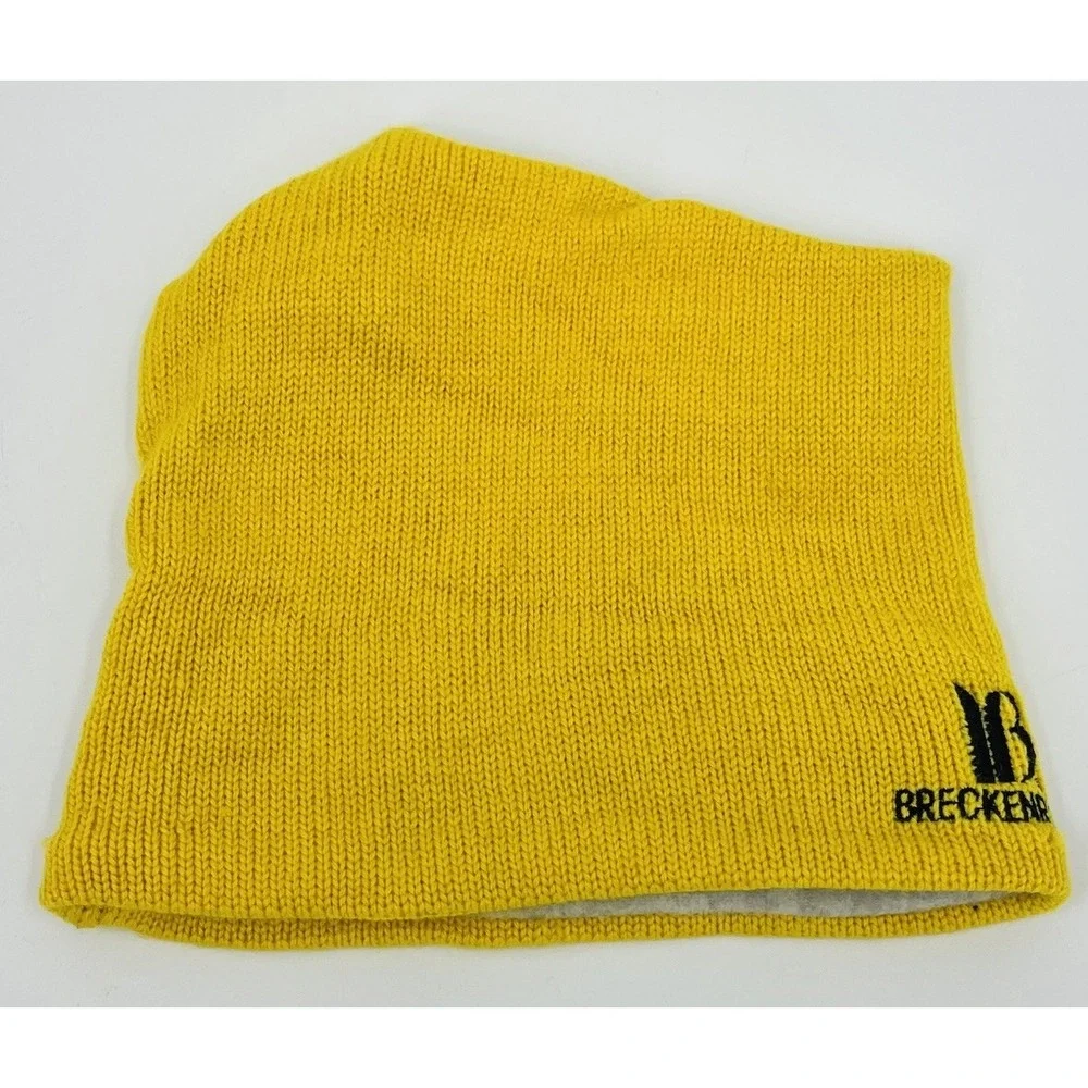 Vintage Merkley Headgear Yellow Beanie Wool Knit Breckenridge Hat Fleece Lined